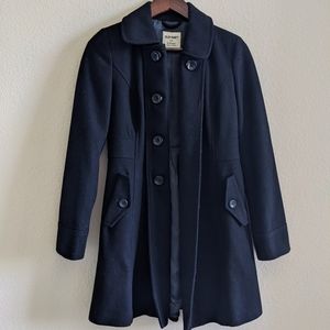 Black Long Wool Peacoat